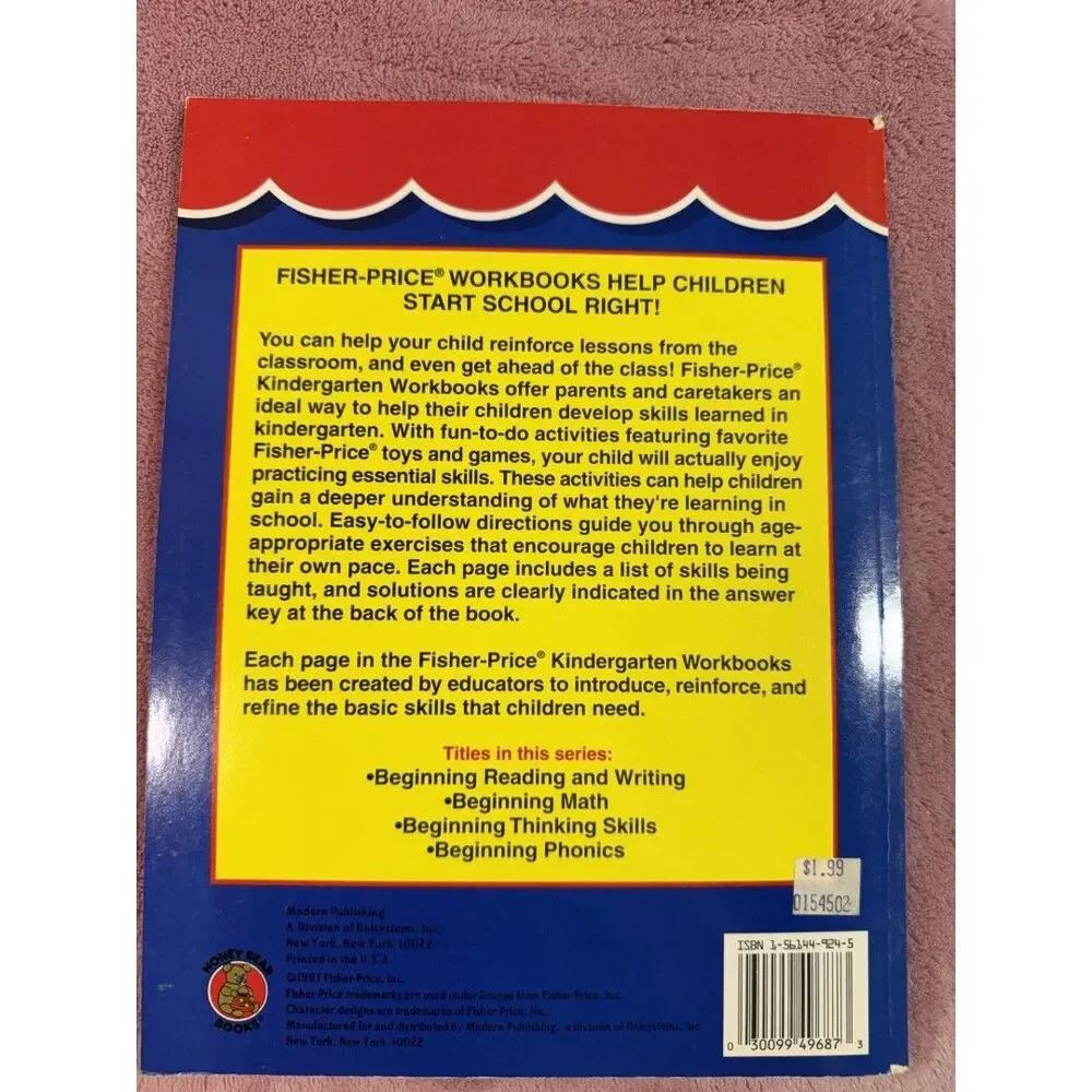 Fisher Price Little People Kindergarten Workbooks, dictionary--Lot Of 5 NEW